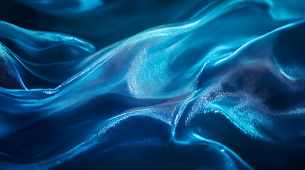 Poster - Deep blue satin, silk, texture background, abstract fabric with shiny design