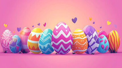 Aufkleber - HAPPY EASTER colorful easter egg illustration