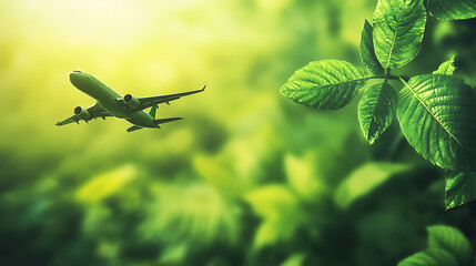 Poster - Conceptual image of green, eco-friendly fuel for aviation, symbolizing the sustainable future of air travel with a focus on environmental conservation