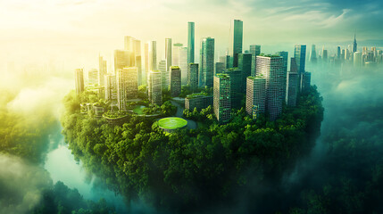 Poster - Imagery focusing on the future of sustainability Featuring innovative green technology and urban planning for a cleaner More sustainable world