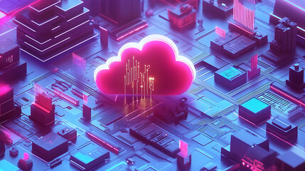 Poster - Next-gen cloud computing concept with ai managing data flow between devices and the cloud Illustrating seamless connectivity and smart technology integration