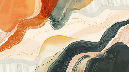 Aufkleber - Organic abstract pattern with fluid shapes and natural textures Creating a calming and serene wallpaper or background design