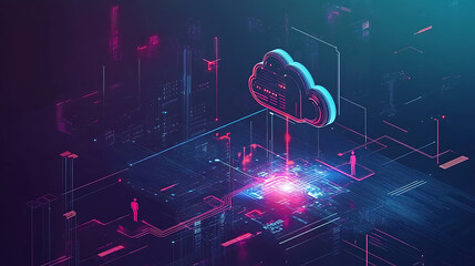 Poster - Next-gen cloud computing concept with ai managing data flow between devices and the cloud Illustrating seamless connectivity and smart technology integration