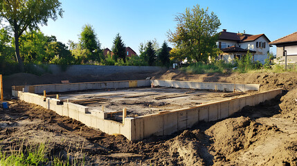 Poster - Foundation of a residential building under construction