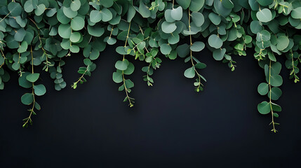 Poster - Eucalyptus and green plants border background