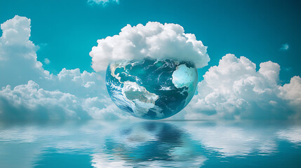 Poster - Images of the cloud over the globe and the digital world