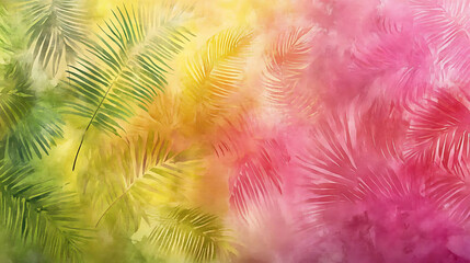 Aufkleber - Watercolor leaf background tropical background