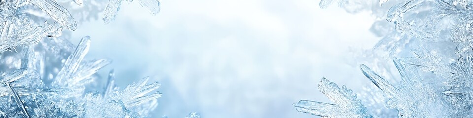 Poster - A close up of ice with a blue background. The ice is in the foreground and the background is a deep blue color. The ice is very clear and has a shiny, reflective surface