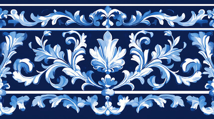 Aufkleber - A blue and white border with ornament