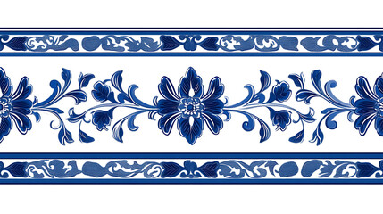 Leinwandbilder - A blue and white border with ornament