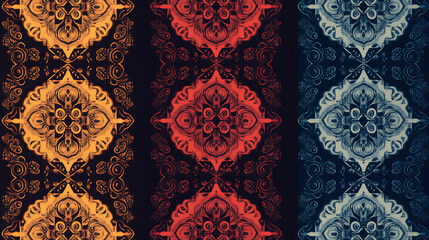 Poster - A seamless bandana pattern available in four different color versions