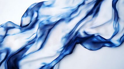 Poster - Abstract tie dyed fabric of indigo color on white cotton, Hand painted fabrics, Shibori dyeing