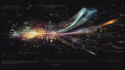 Leinwandbilder - An abstract futuristic infographic showcasing the complexity of visual data, representing the concept of big data and node-based programming