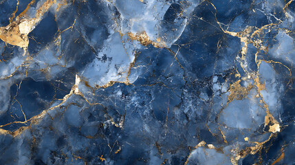 Aufkleber - Blue marble pattern with grey and gold inclusions, Abstract texture and background