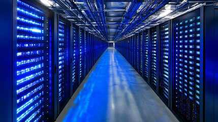 Leinwandbilder - Data center operations involve big data analysis and cloud computing, managing digital information storage, protection, and processing on the internet, computation and social media data management