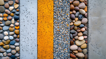 Poster - Exposed aggregate concrete with different colored pebbles in close-up