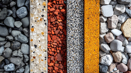 Poster - Exposed aggregate concrete with different colored pebbles in close-up