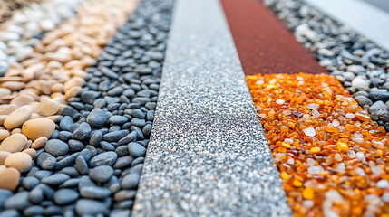 Poster - Exposed aggregate concrete with different colored pebbles in close-up