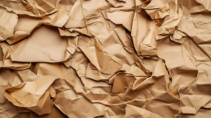 Poster - Brown wrinkle recycle paper background, old texture of cardboard sheet