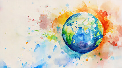 Leinwandbilder - A watercolor painting portrait of world globe