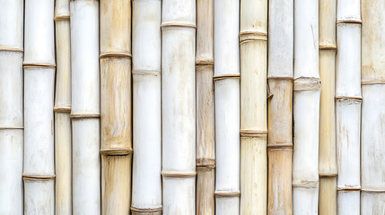 Poster - Light background of wood texture simple pattern, close-up tropical bamboo wall texture background, Flat lay, top view, copy space