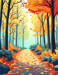 Wall Mural - Autumn Forest Path