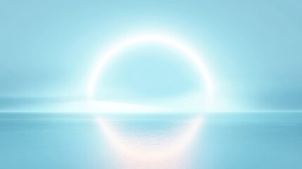 Fototapete - Minimalist serene abstract background with bright glowing circular light source and smooth reflective surface