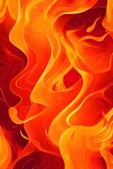 Wall Mural - Swirling Flame Abstract in Rich Reds and Yellows with Dynamic Motion and Glow