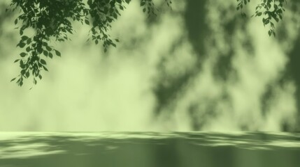 Poster - Green Background with Tree Leaves Shadow for Natural Product Display and Branding