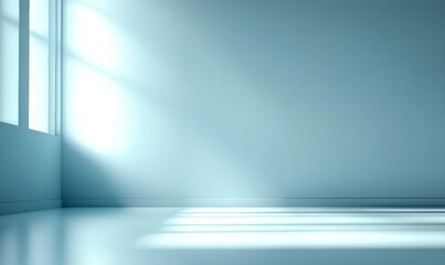 Aufkleber - Minimalist Light Blue Abstract Background for Modern Product Presentation with Shadow and Soft Window Light