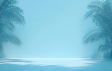 Aufkleber - Minimal Abstract Background with Blue Sky and Palm Leaf Shadows for Product Presentation
