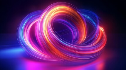 Poster - Colorful Abstract Vortex of Light Trails in Dark Background with Neon Glow and Dynamic Energy