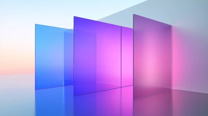 Leinwandbilder - Abstract Geometric Design with Translucent Glass Panels and Colorful Gradient Effect