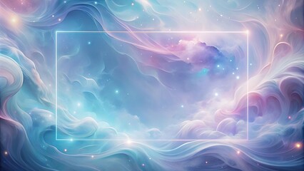 Wall Mural - celestial dreamscape abstract artwork featuring a glowing frame within soft, pastel clouds and spark