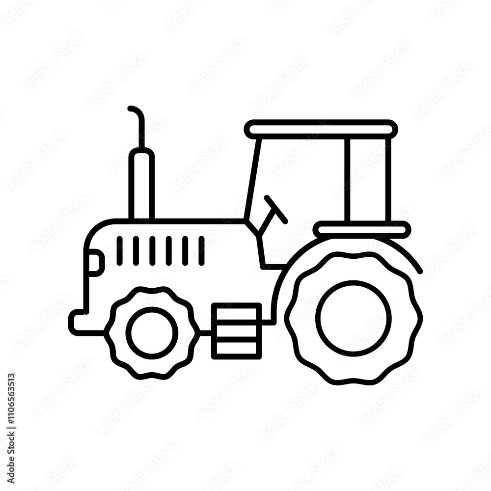 Farming tractor line icon. vector Tractor on field outline trendy style ...
