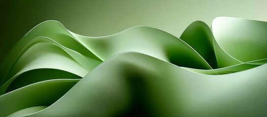 Aufkleber - Abstract Green Curvy Wallpaper Minimalist Background 3D Render Macro Smooth Elegant Flowing Design