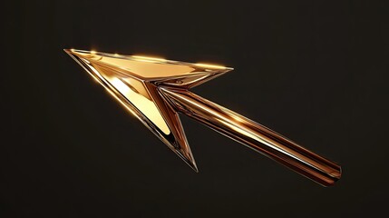 Golden Arrow Pointing Diagonally Upward On Black