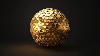 Poster - Golden Geodesic Sphere On Dark Background