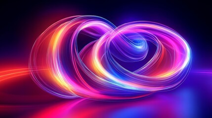 Poster - Colorful Abstract Neon Swirling Ribbons of Light in Ultraviolet Spectrum