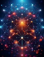 Abstract network connection. Glowing nodes and lines. Digital technology concept.
