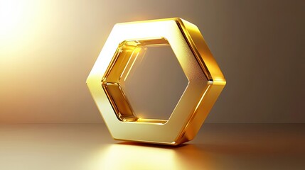 Canvas Print - Golden Hexagon Shape Abstract Background Design