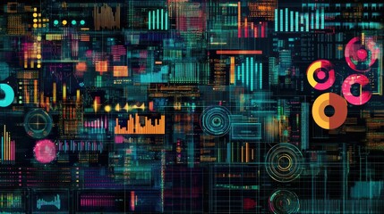 Poster - A background filled with digital stats, graphs, and economy-related data, representing business trends and investment opportunities