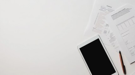Aufkleber - A professional, clean image of a bar graph, digital tablet, and report paper on a white background, ideal for business presentations and financial analysis