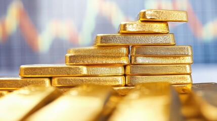 Poster - Gold stock market diagram showing investment profit, with a focus on upward trends and success in the financial sector. Abstract finance background.