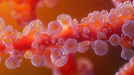 Poster - Red blood cells in a human blood vessel, captured in vibrant detail, emphasizing their role in circulating oxygen and protecting the body from infection.