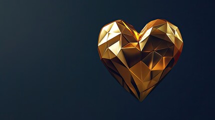 Poster - A Golden Geometric Heart Against Dark Background