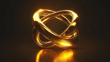 Poster - Golden Intertwined Rings Abstract Design