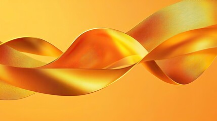 Poster - Abstract Golden Waves Flowing Across Orange Background