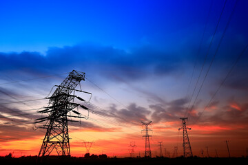 Wall Mural - pylon, high-voltage tower sky background.