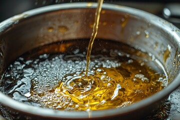 Wall Mural - Used Cooking oil being poured to container